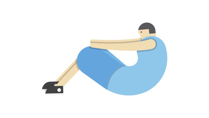 a man warms up his muscles, exercises gymnastics, the athlete stretches,Vector image, flat design, animated cartoon character