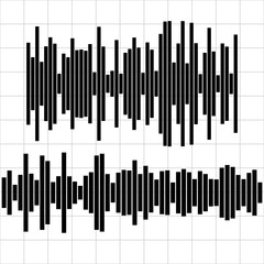Set sound waves set. Audio equalizer technology, pulse musical. Vector illustration.
