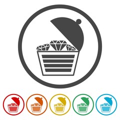 Treasure chest open vector icon, 6 Colors Included