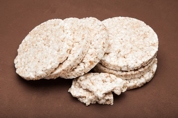 Round diet rice cracker, close up.
