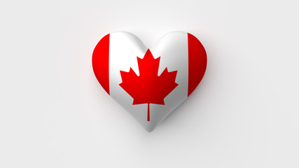 Coraz&oacute;n bandera Canad&aacute;. 3D