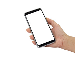 Touch screen mobile phone in women hand