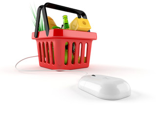 Fototapeta premium Shopping basket with computer mouse