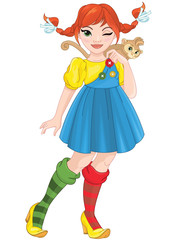  Beautiful Red Haired Girl and monkey