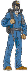 Coal Mine Rescue Worker Vector Illustration