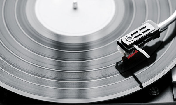 closeup of a turntable
