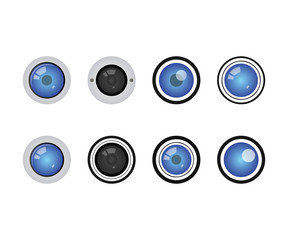 Collection of camera lens cctv logo and icon template vector