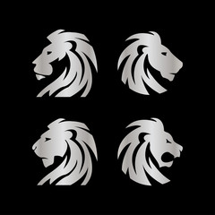 Collection of silver lion head logo and icon template vector © haris