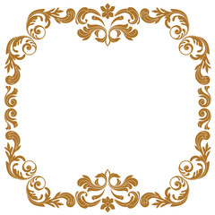 Golden vintage border frame engraving with retro ornament pattern in antique baroque style decorative design. Vector