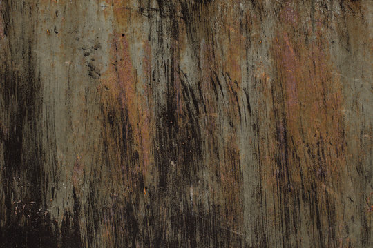 texture of old metal with rust, black and green striped, close-up