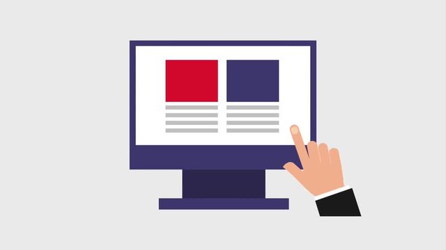 tab window on computer screen icons animation design