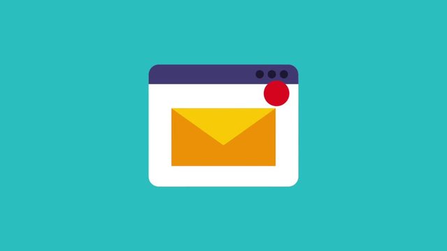 email message envelope on tab window icons animation design