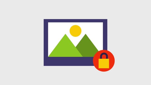 photograph of mountains and sun with safety lock icons animation design