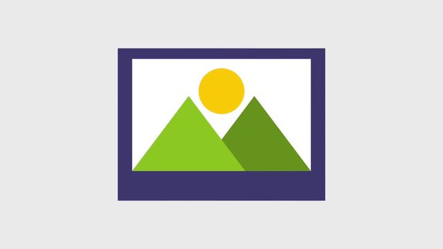 photograph of mountains and sun icons animation design