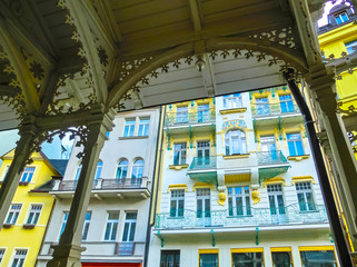 The facades of old houses in the center