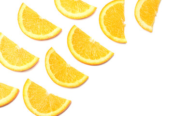 healthy food. sliced orange isolated on white background top view
