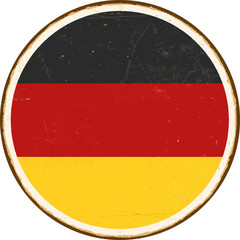 Vintage Metal Sign - Germany Round Flag - Vector EPS10. Grunge scratches and stain effects can be easily removed for a cleaner look.