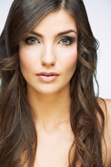 Fototapeta premium Face portrait of beautiful woman with natural clean skin.