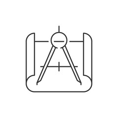 Blueprint with compass icon