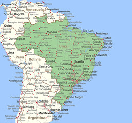 Fototapeta premium Brazylia-Kraje-Świata-Mapa wektorowa-A