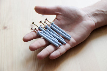 Construction dowels in hand