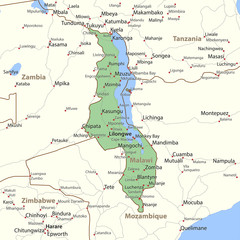 Malawi-World-Countries-VectorMap-A - obrazy, fototapety, plakaty