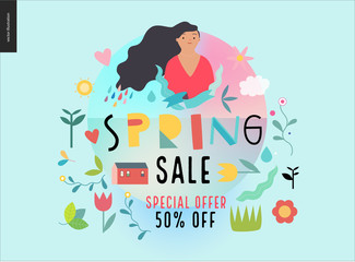 Spring sale poster - a shop announcement, flyer, discount advertisement