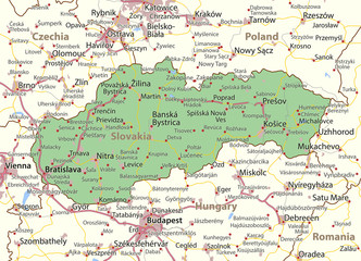 Naklejka premium Slovakia-World-Countries-VectorMap-A