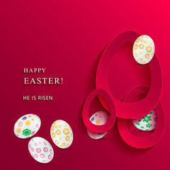 Happy easter image vector.  Vector modern easter eggs background. Template Easter greeting card, vector.