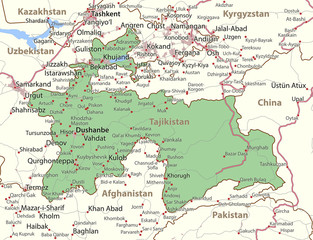 Fototapeta na wymiar Tajikistan-World-Countries-VectorMap-A