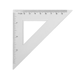 transparent triangle ruler, isolated on white background, with clipping path