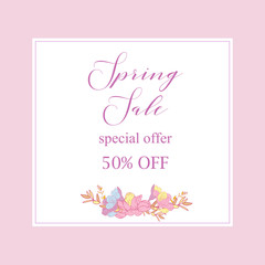 Spring Sale Banner, Sale Poster, Sale Flyer, Sale Vector.