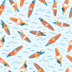 People on the beach. Seamless background