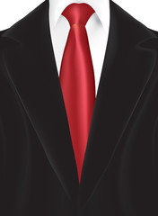 Black suit with red tie, vector