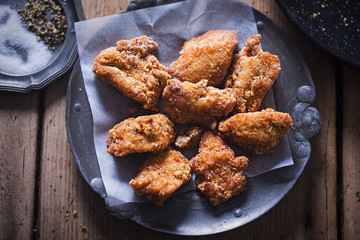 Salt & pepper chicken. Marinated chicken in crunchy coating.