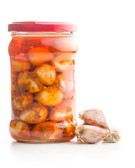 Tasty preserved garlic.