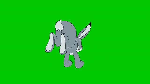 Animated Cartoon Character Hare 1.  Hand drawn animated hare jumps back with alpha channel
