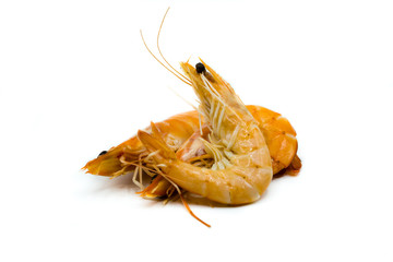 Krabben gepult isoliert freigestellt auf weißen Hintergrund, Freisteller