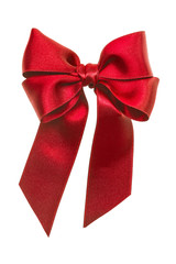 Red ribbon bow isolated on white background