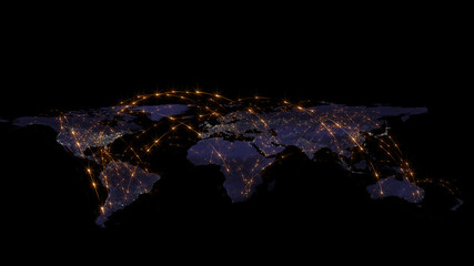 Fototapeta na wymiar 3D rendering of the best concept of the global network, the Internet, global communication, business, traffic flows. Elements of this image furnished by NASA