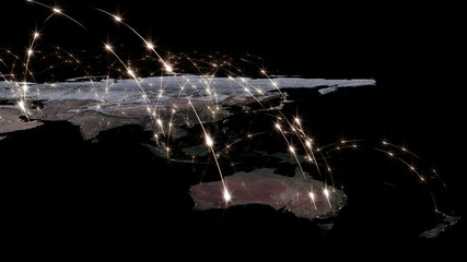 3D rendering of the best concept of the global network, the Internet, global communication, business, traffic flows. Elements of this image furnished by NASA