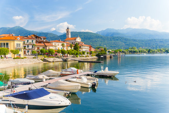View of little village of Feriolo, on Lake Maggiore, in Piedmont region, north Italy.