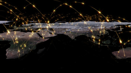3D rendering of the best concept of the global network, the Internet, global communication, business, traffic flows. Elements of this image furnished by NASA