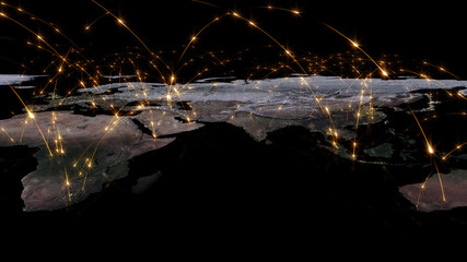 3D rendering of the best concept of the global network, the Internet, global communication, business, traffic flows. Elements of this image furnished by NASA