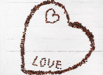 heart with coffee beans