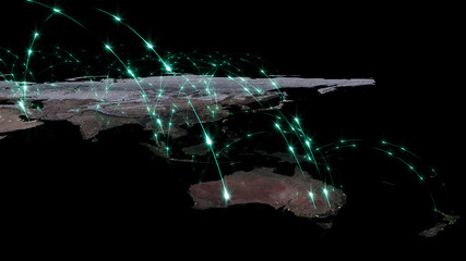 3D rendering of the best concept of the global network, the Internet, global communication, business, traffic flows. Elements of this image furnished by NASA