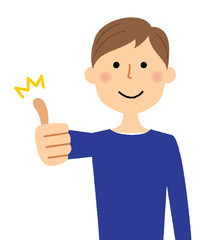 若い男性　パパ　サムズアップ