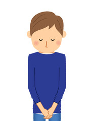 若い男性　パパ　おじぎ