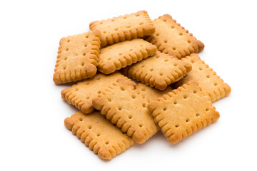 Tasty cookies biscuits on the  isolated background.