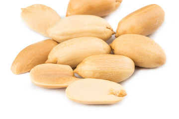 Peanuts isolated on the white background. Close up